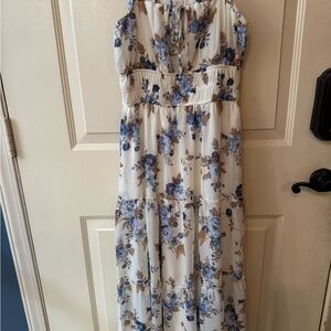 Trixxi Blue and Brown Floral Maxi Dress